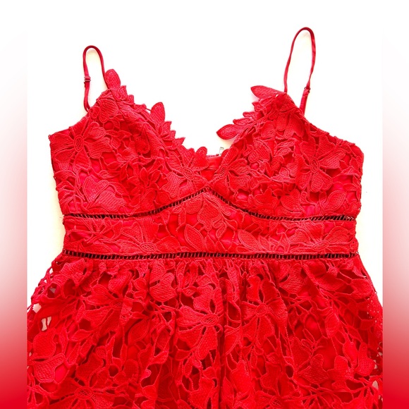 Bardot Sonya Lace Dress in Fire Red - Picture 7 of 13
